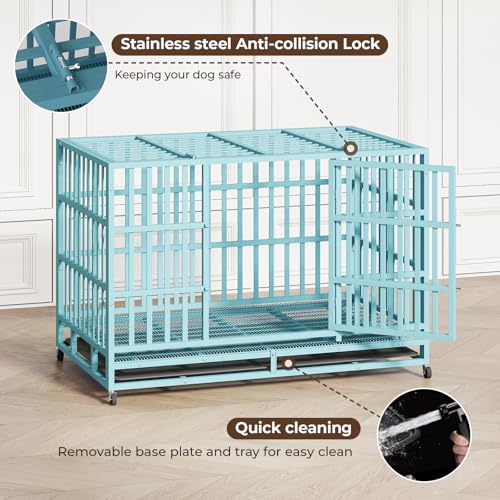 Heavy Duty Steel Dog Crate with Wheels and Removable Tray M90954