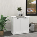 White Double Tilt Out Trash Cabinet Laundry Sorter Cabinet Z4720