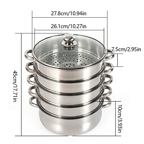 3 Tier Stainless Steel Steamer Pot with Lid V96478