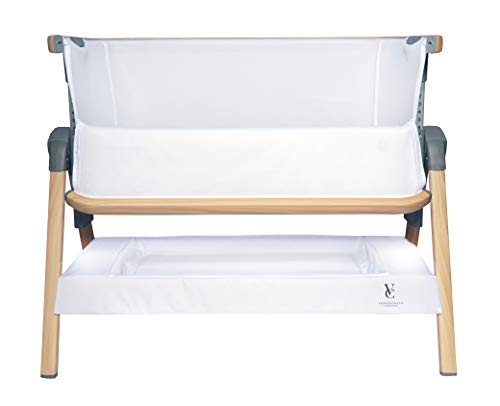 Grey Bedside Crib Bassinet with Travel Bag and Removable Compressed Cotton Mattress M3155