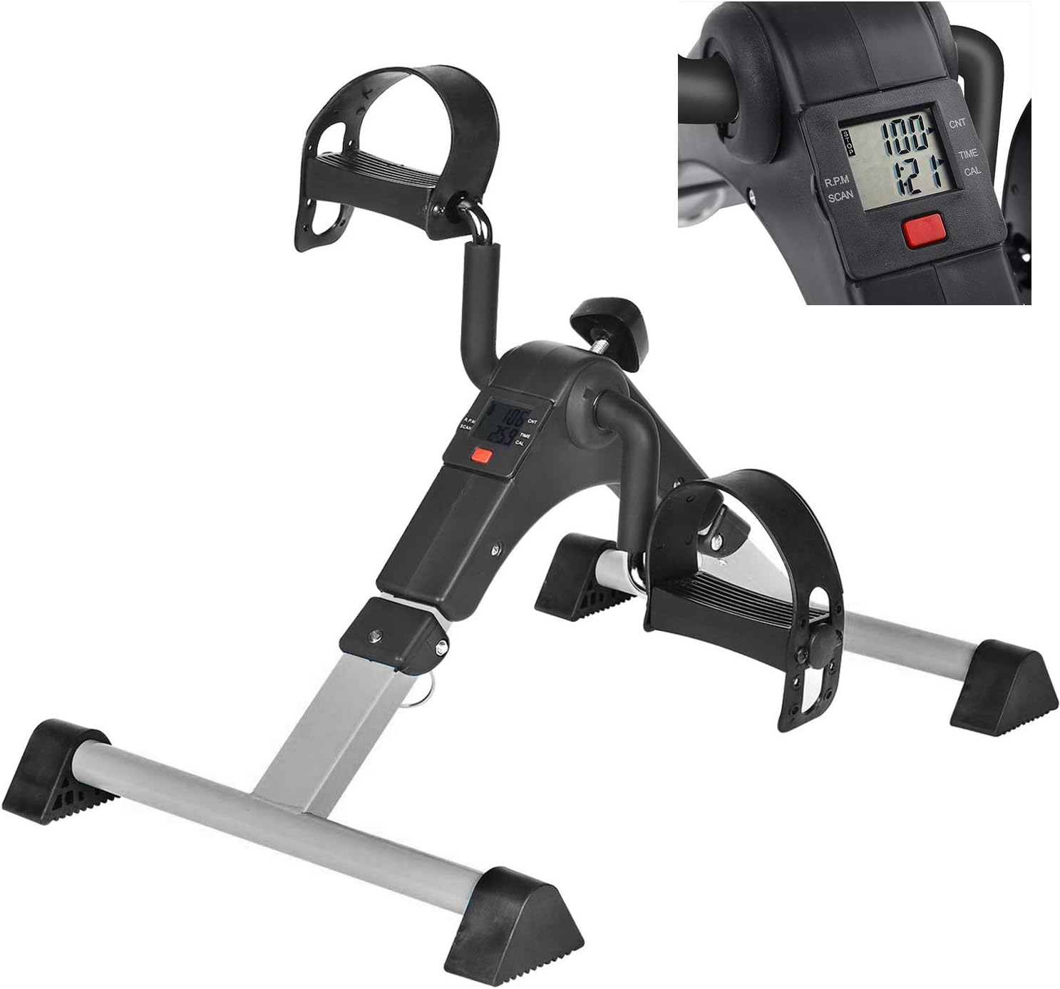 Silver Mini Exercise Bike Pedal Exerciser with LCD Monitor A192567