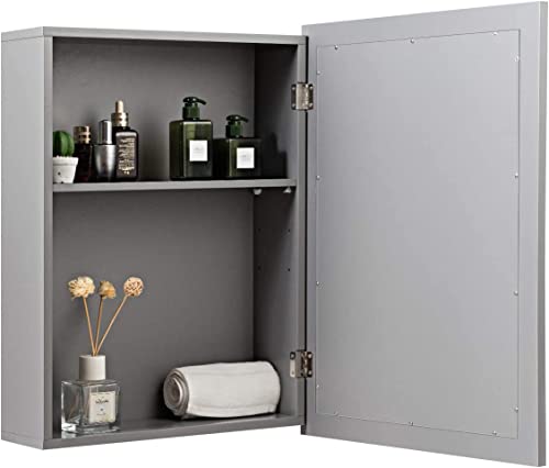 Grey Wall Mounted Mirror Medicine Cabinet with Adjustable Shelf K337