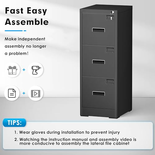 Black 2 Drawer Locking Metal File Cabinet V5690