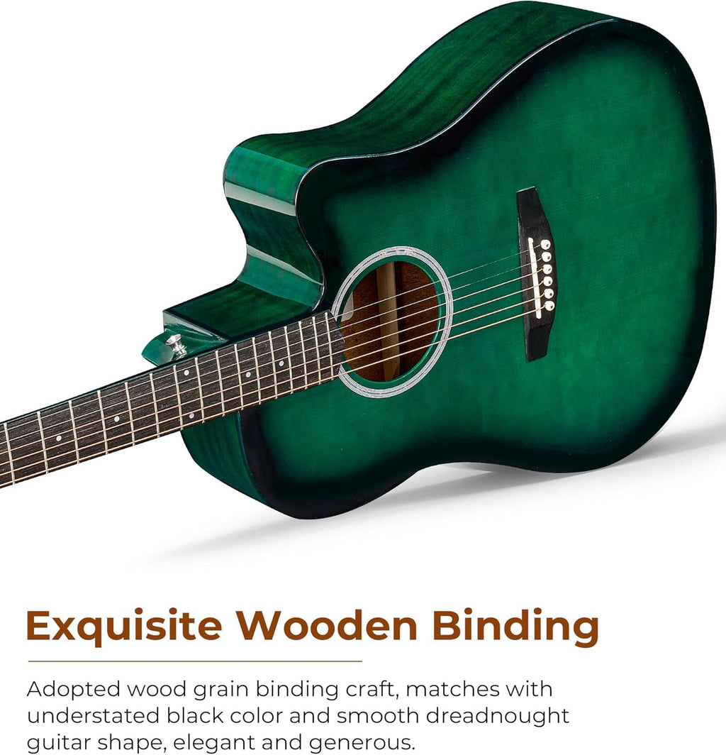 Blue 41 Inch Cutaway Acoustic Guitar Bundle with Gig Bag H346