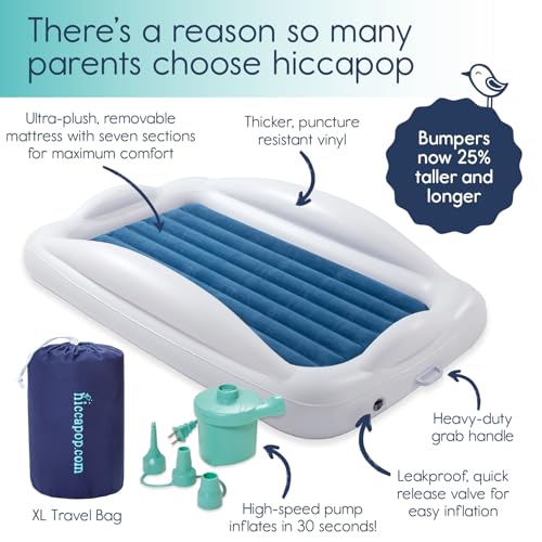 Navy Blue Inflatable Toddler Travel Bed with Safety Bumpers E38280