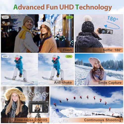 48MP 4K Digital Camera with 3'' 180° Flip Screen 16X Zoom F68540