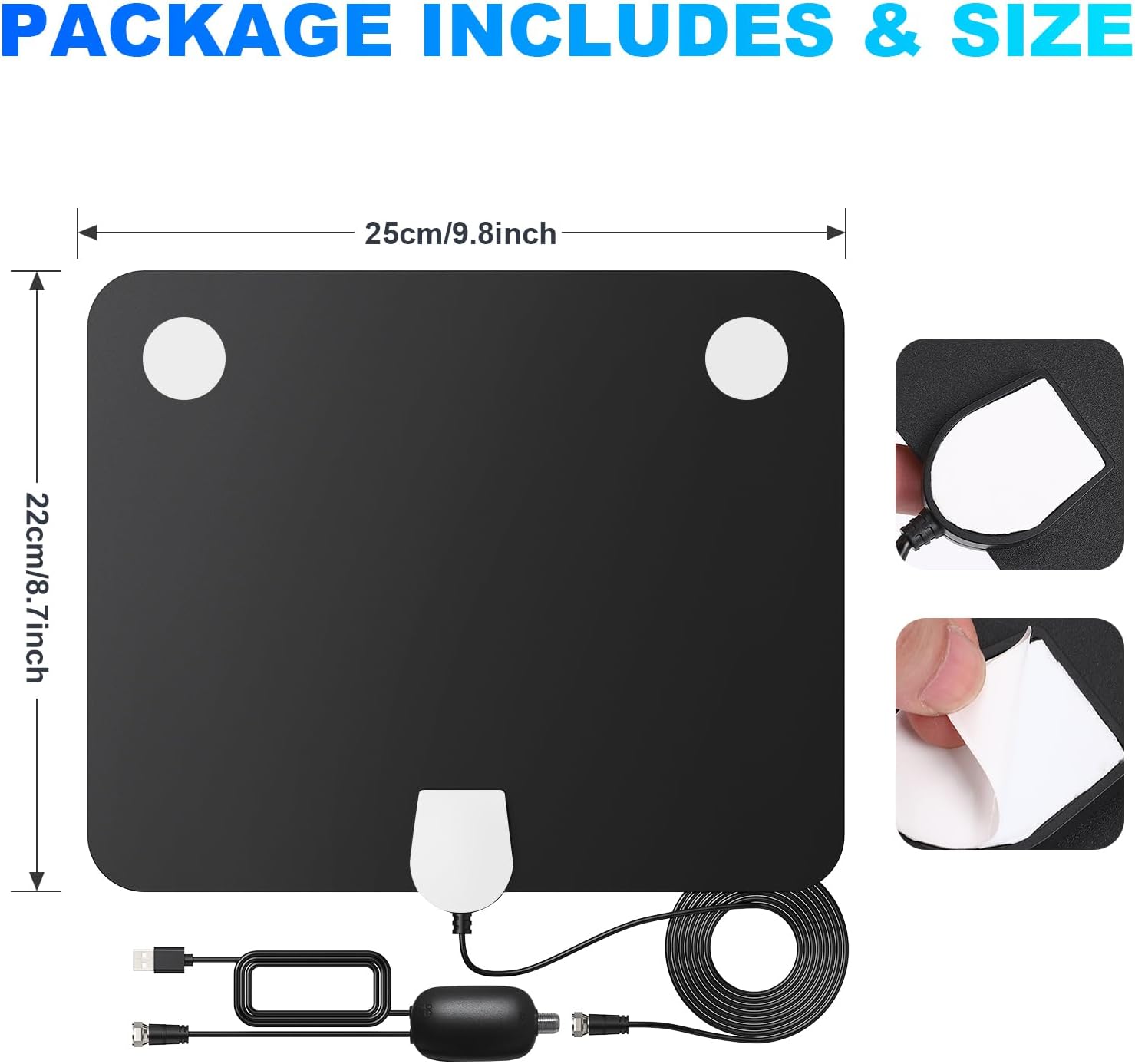 Indoor TV Antenna with Signal Booster and 16ft Coax Cable B48371