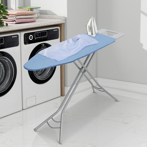 Gray Checkered 45" x 14" Adjustable Height Ironing Board with Padded Removable Cover V4673