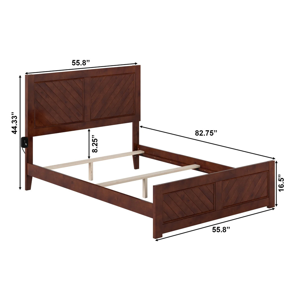 Full Solid Wood Foundation Bed Frame with Matching Footboard K69108