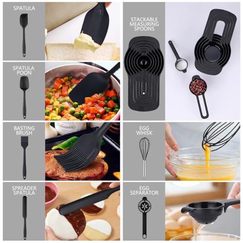 26 PCS Stainless Steel Nesting Black Mixing Bowls Set Y300531