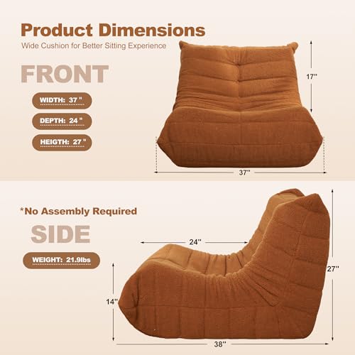 Black Plush Bean Bag Chair with Memory Foam N8359