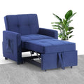 Blue Velvet Convertible Sleeper Sofa Bed with 2 Pillows N837729