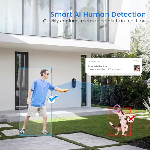 Black 1080P Wireless Video Doorbell Camera with Night Vision E3168