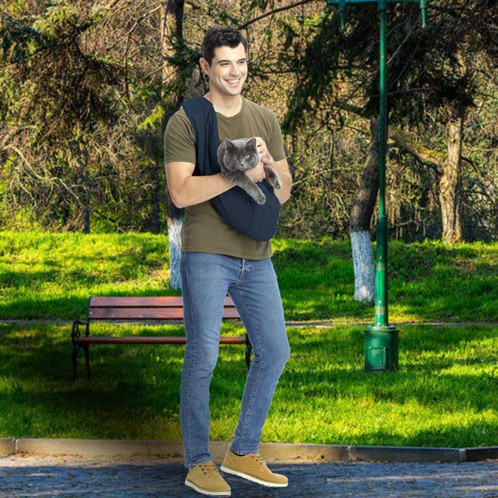 Dog and Cat Sling Carrier Hands Free Reversible Pet Papoose Bag Soft Pouch Tote T1303