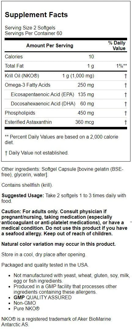 Krill Oil 500 mg Omega-3 120 Softgels G384