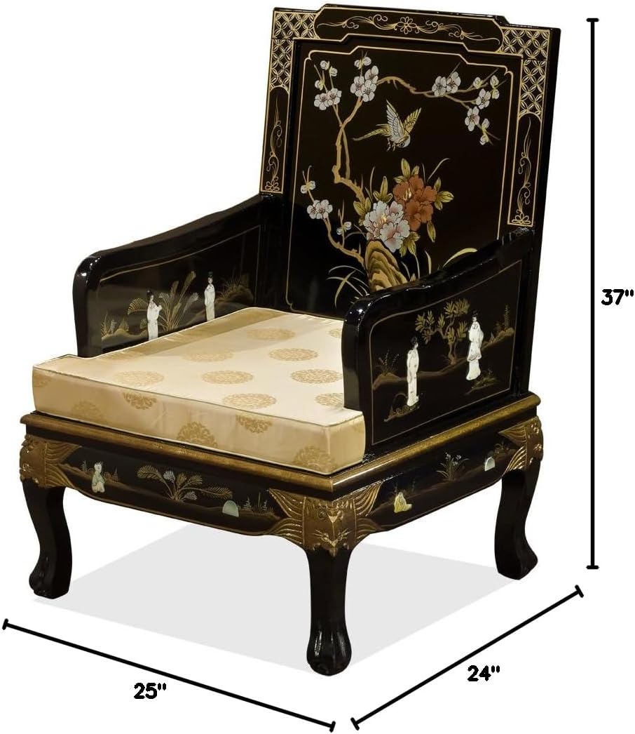 Black Lacquer Wooden Arm Chair T811507
