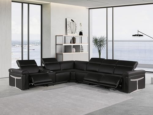 6-Piece Italian Leather Sectional Sofa with Power Reclining Seats D26421