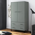 Gray Solid Wood Wardrobe with Metal Legs T2003