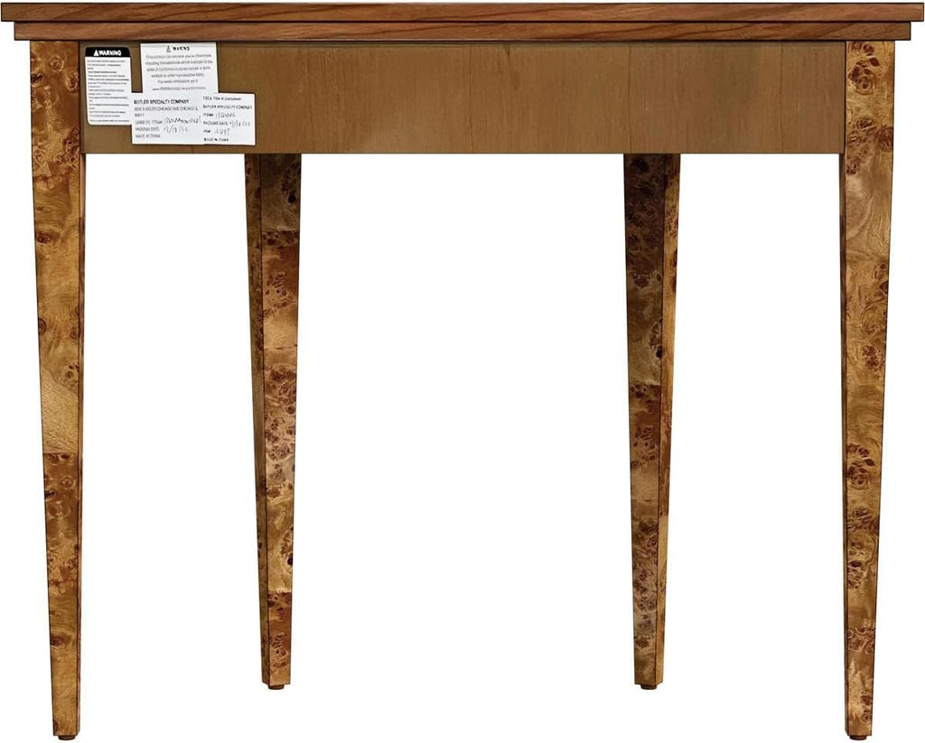 Brown Burl Wood Demilune Console Table Z2239