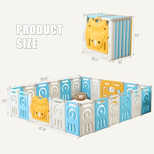 Grey & White 22 Panels Foldable Baby Playpen B9471