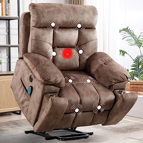 Camel Large Power Lift Recliner Chair with Massage and Heat B7749