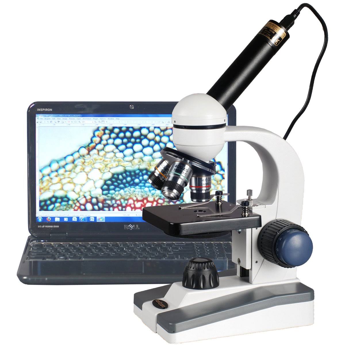 40X-1000X LED Coarse Fine Focus Student Microscope with 3MP USB Camera X721