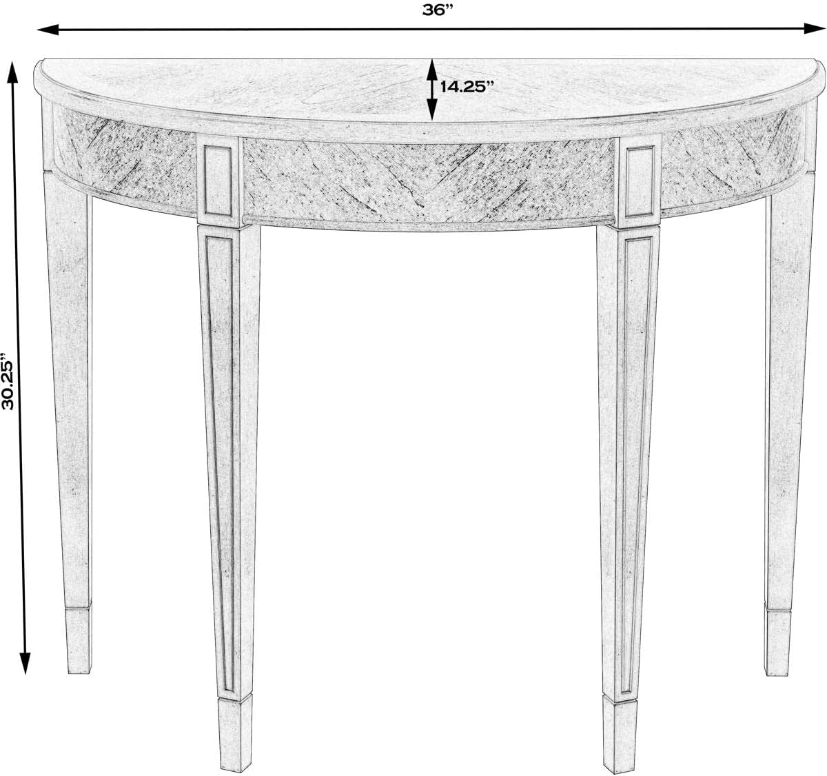 Brown Burl Wood Demilune Console Table Z2239