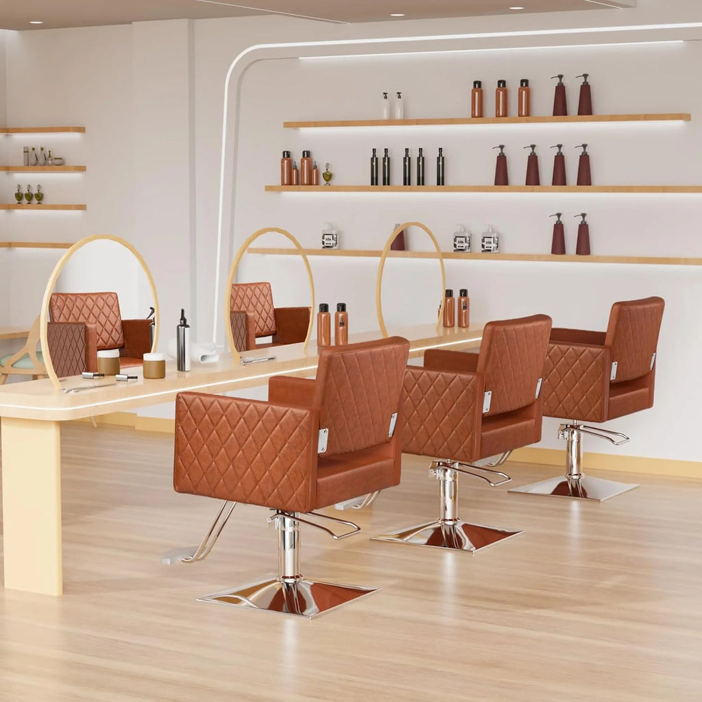 Brown Hydraulic Barber Chair with Aluminium Alloy Footrest J4122