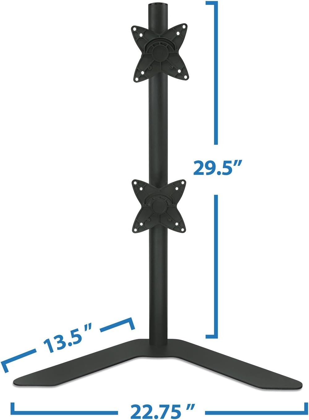 Dual Monitor Stand Vertical Stack Free Standing Desk Mount Adjustable Height Black B5598