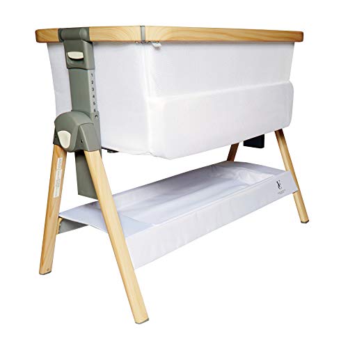 Grey Bedside Crib Bassinet with Travel Bag and Removable Compressed Cotton Mattress M3155