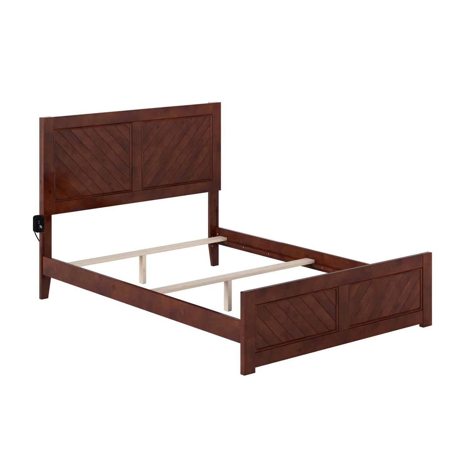 Full Solid Wood Foundation Bed Frame with Matching Footboard K69108