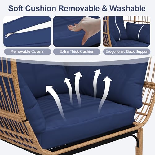 Oversized Wicker Egg Chair with 5 Cushions L157099