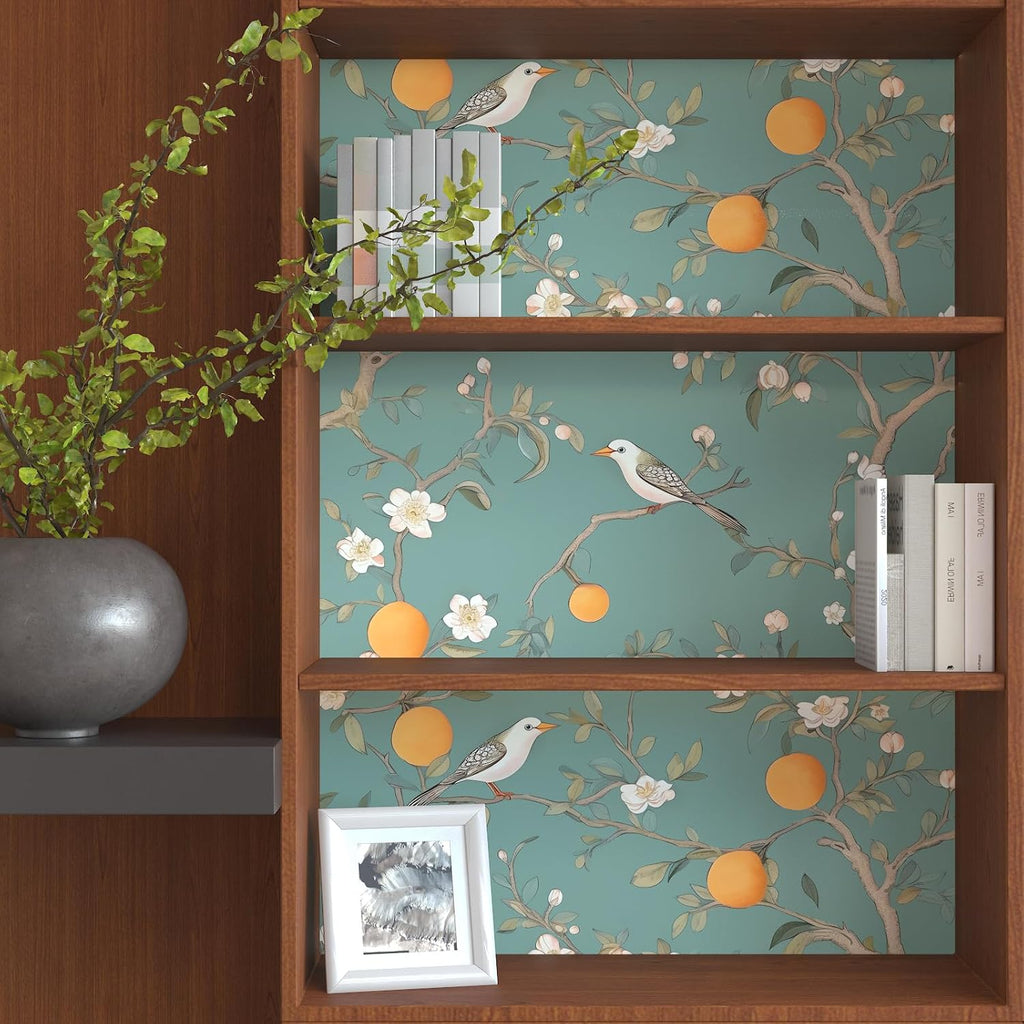 Green Floral Wallpaper Peel and Stick, 17.5" x 118" B175188