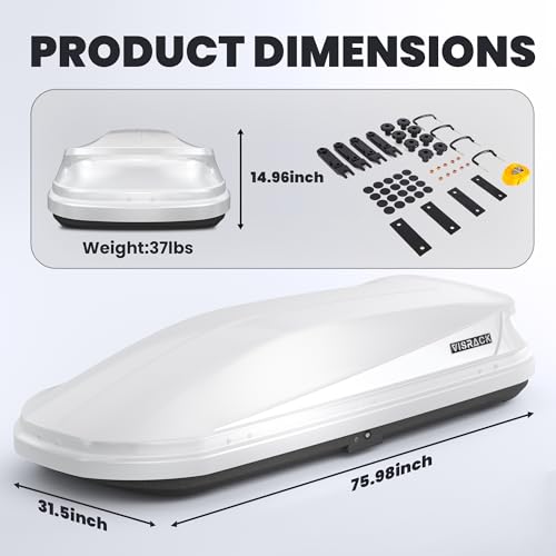 White 21 Cubic Feet Rooftop Cargo Box Carrier with Dual Side Opening Z981