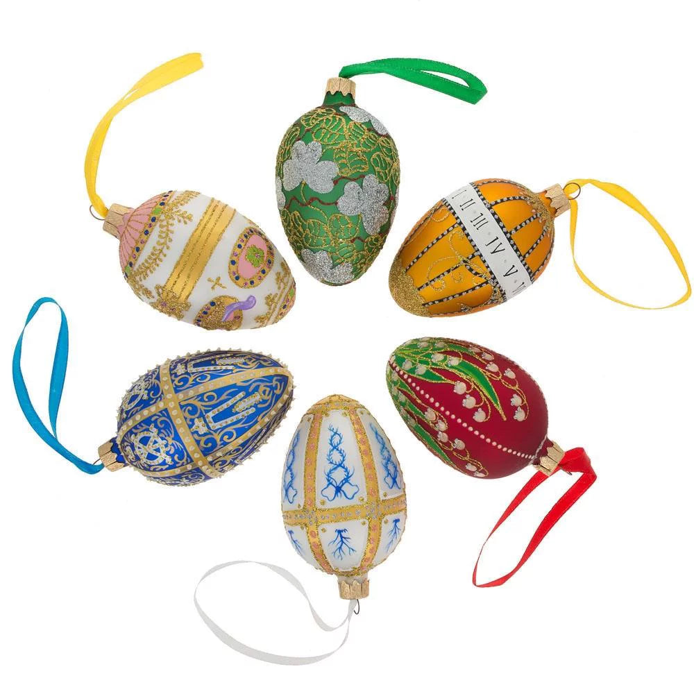 Blue Enamel Egg Glass Ornament 4 Inches Y74335