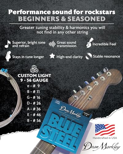 Blue Steel Electric Guitar Strings 6 Piece Set Gauges 8-38 S86811