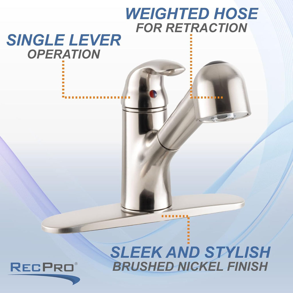 RV Kitchen Pull Out Faucet Brushed Nickel Y914