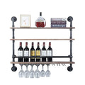 White Rhombus Wall Mounted Wood Wine Rack L195924