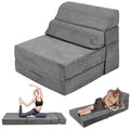 Grey Folding Sofa Bed Convertible Sleeper Chair Couch L6756