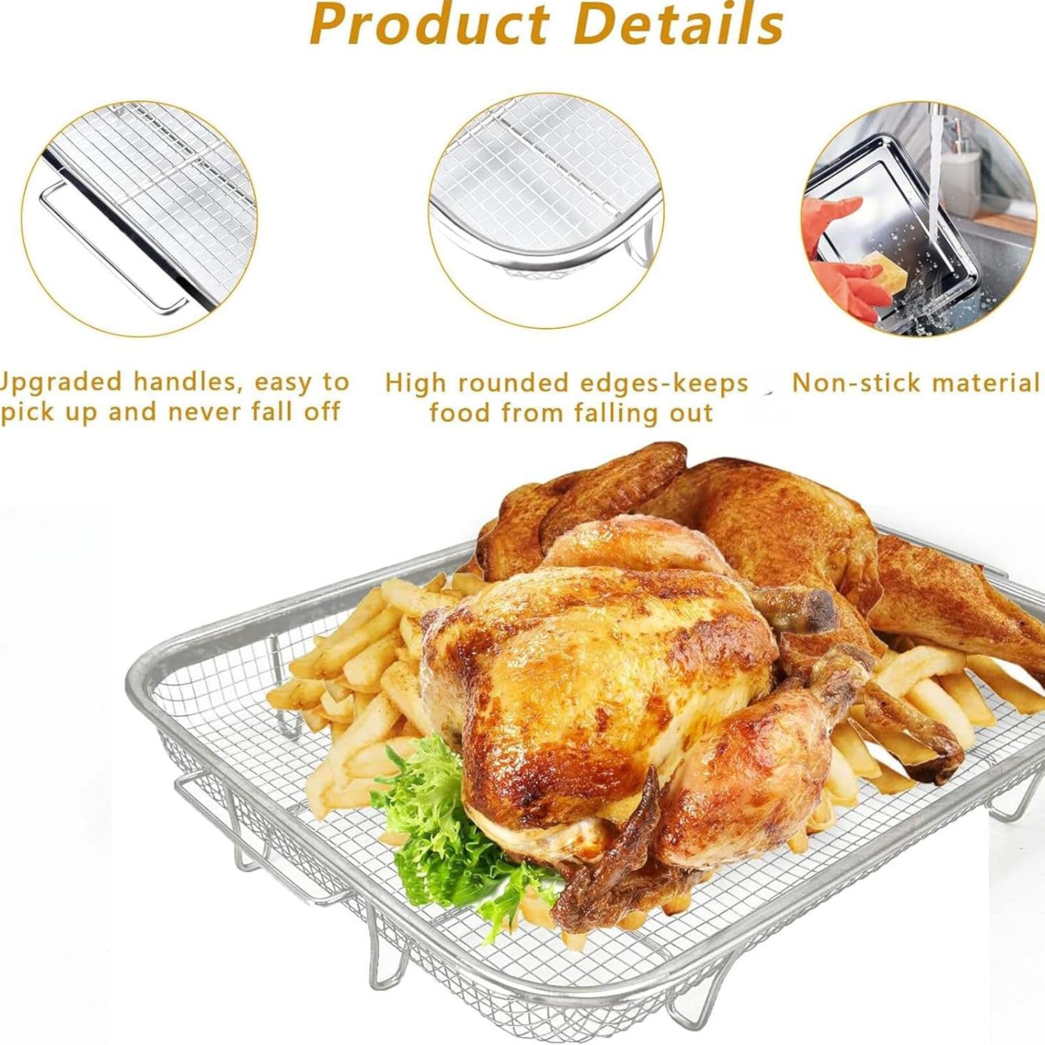 Stainless Steel Air Fryer Basket and Tray Set, 15.4" x 11.5" V289173
