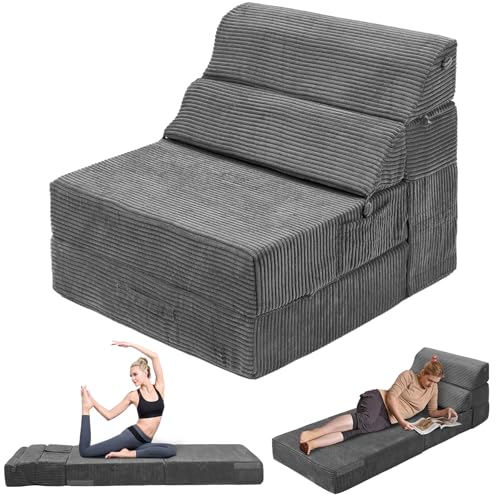 Grey Folding Sofa Bed Convertible Sleeper Chair Couch L6756