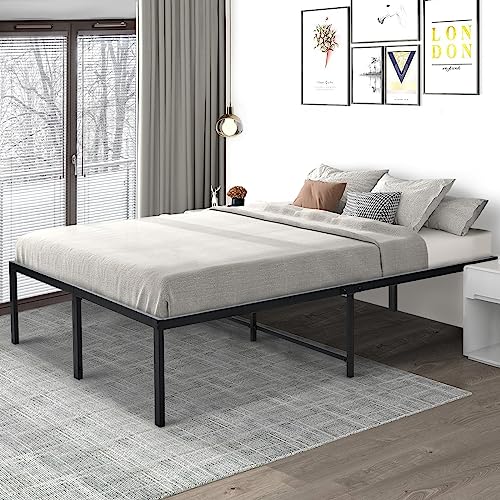 Black 18 Inch Tall Cal King Metal Platform Bed Frame P4825
