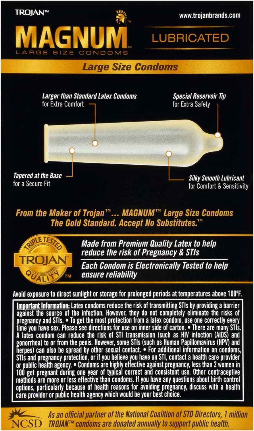 Magnum XL Lubricated Latex Condoms 12 Each C5647