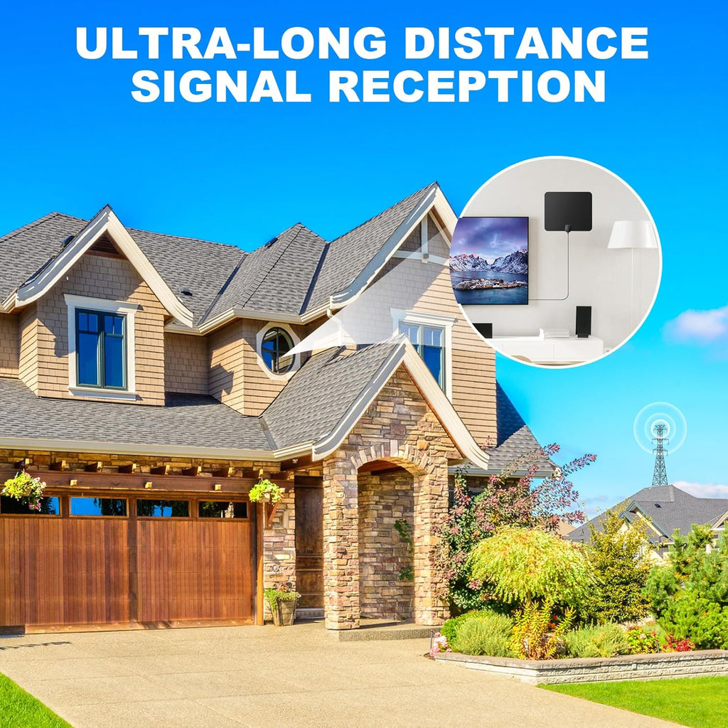 Indoor TV Antenna with Signal Booster and 16ft Coax Cable B48371