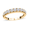 Moissanite Round 925 Sterling Silver Vermeil Yellow Gold Plated Eternity Band Ring Size 9 Ct 0.82 Y9517