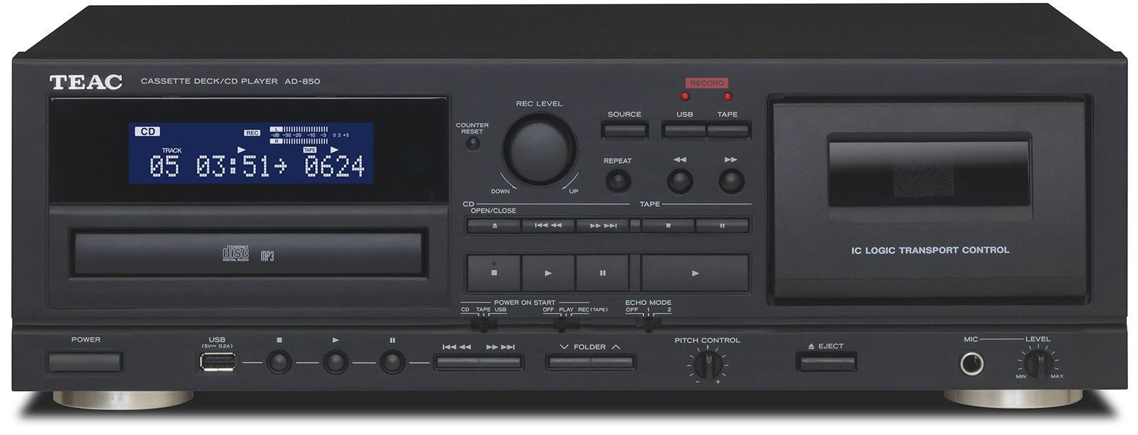 Cassette and CD Player with USB Recorder and Mic Input C147068