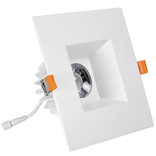 6" Ultra-Thin Recessed LED Downlight Canless IC Rated 1200 Lumens 5 Color Temperature Select Dimmable Square Black Trim 90 CRI A614