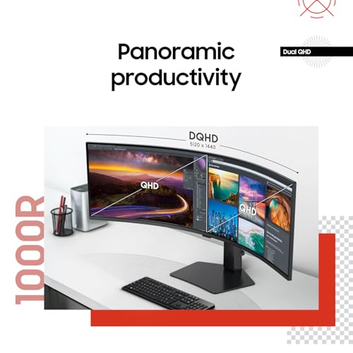 49" Curved Ultrawide Dual QHD Computer Monitor, USB-C, DisplayPort, HDMI, 120Hz, Height Adjustable Stand Z9644