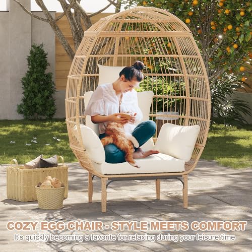 Oversized Wicker Egg Chair with 5 Cushions L157099