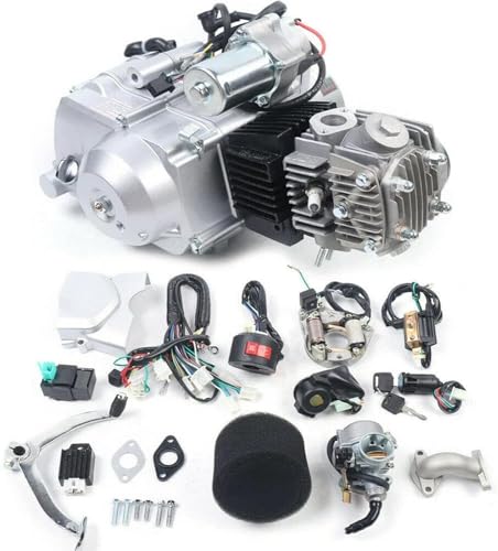 140cc 4 Stroke Engine Motor, Complete Engine Kit Single Cylinder Horizontal 4-speed Transmission Manual Clutch CDI O272